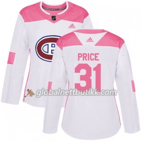 Montreal Canadiens Hockeydrakt Carey Price 31 2017-2018 Hvit Rosa Fashion Adidas Authentic - Dame